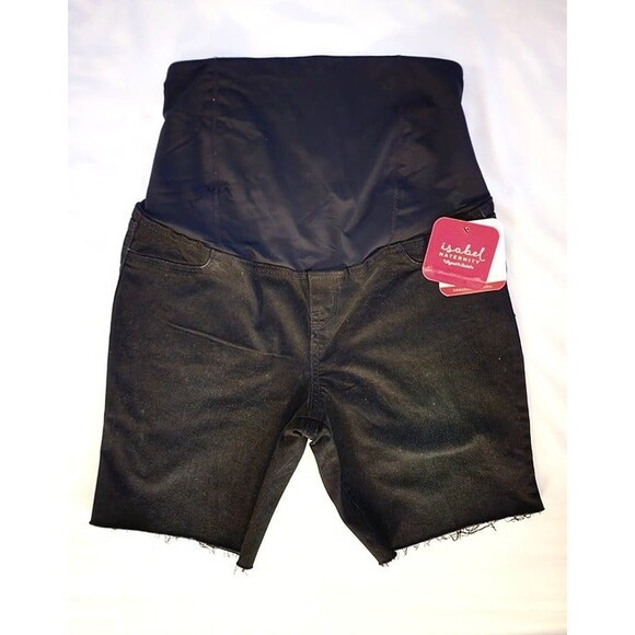Isabel Maternity Womens Crossover Panel Bermuda Black Jean Shorts Size: 12 (NWT) - Picture 8 of 8